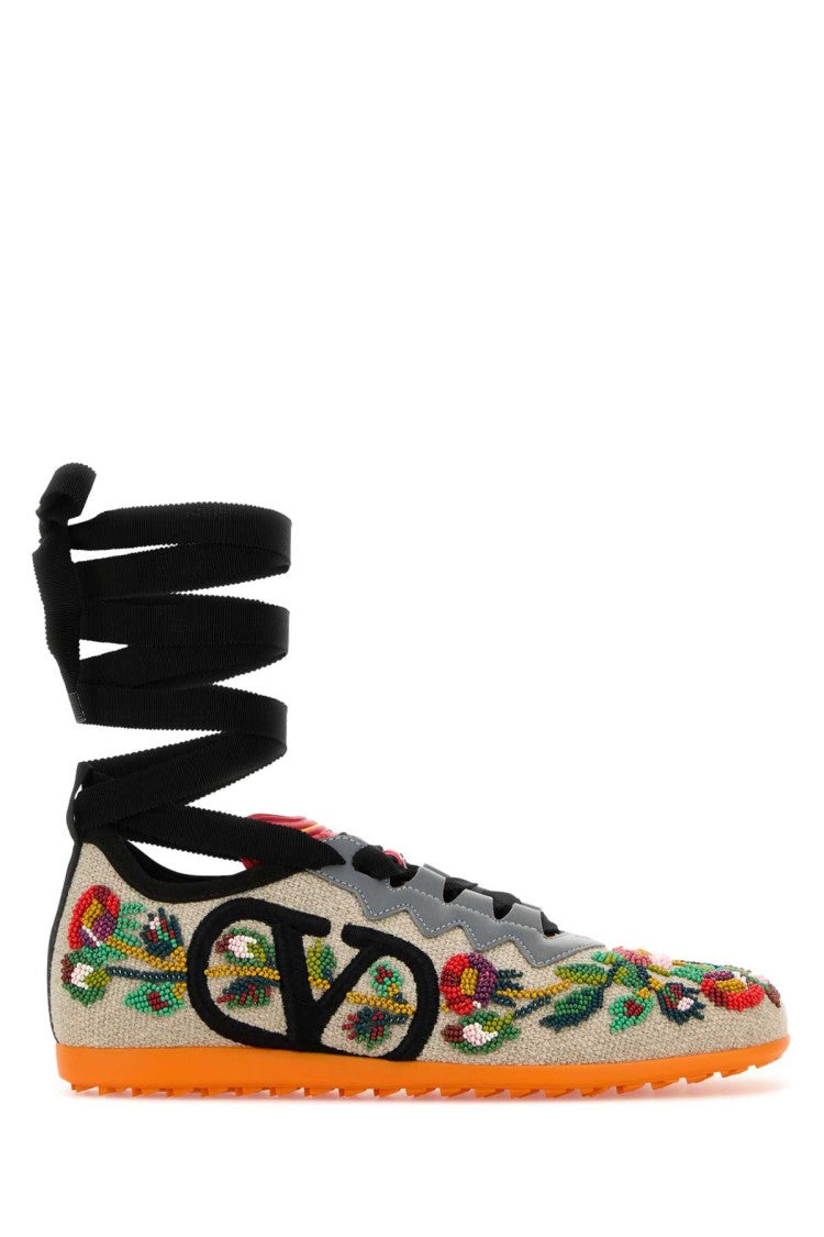 Valentino Garavani Embellished Canvas Chromathon Sneakers