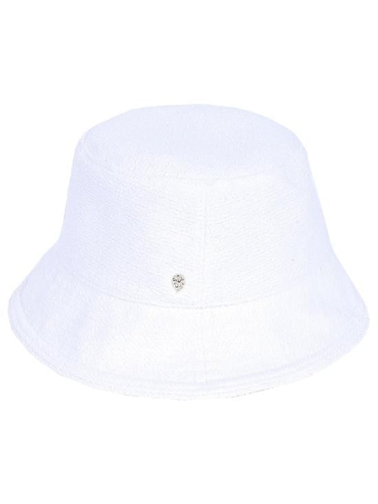 Helen Kaminski Textured White Bucket Hat With Subtle Weave Pattern