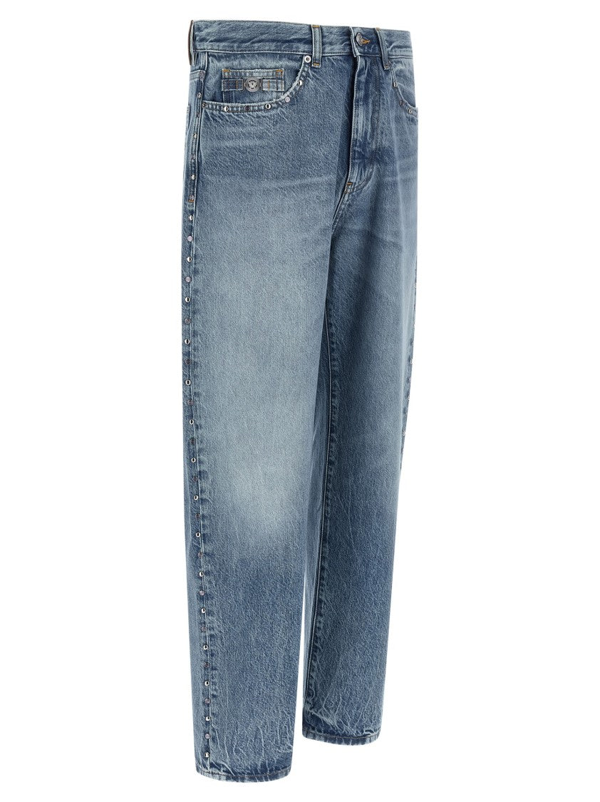 Versace Straight-Leg Denim Jeans With Metal Detailing And Stud Accents