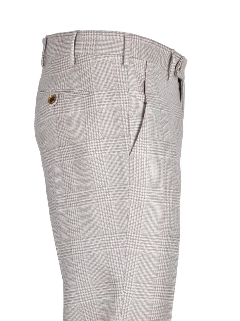 Berwich Grey Checked Virgin Wool Formal Pants