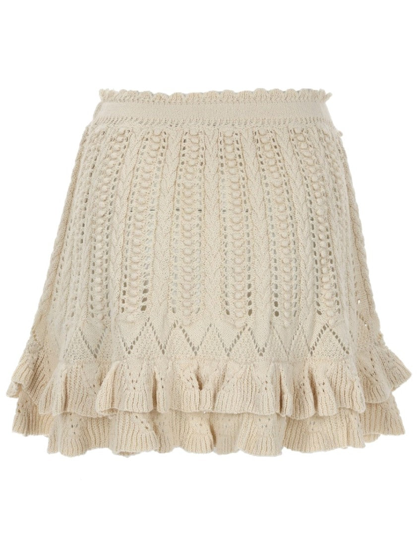 Isabel Marant Étoile Nelle Open-Knit Scalloped Mini Skirt