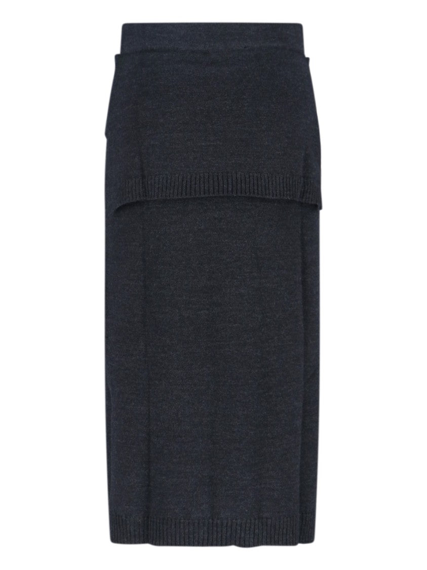 Lemaire Grey Layered Bow Detail Midi Skirt