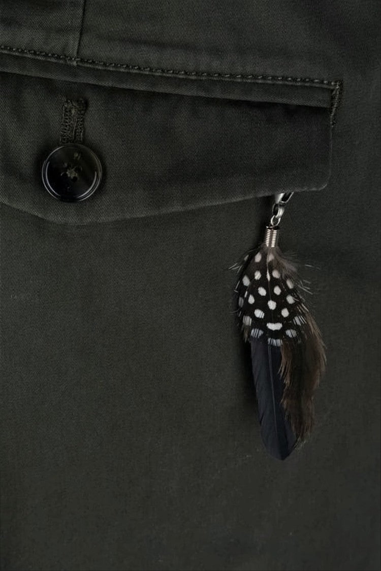 Pt Torino Cropped Tailored Suit Pants With Unique Feather Charm