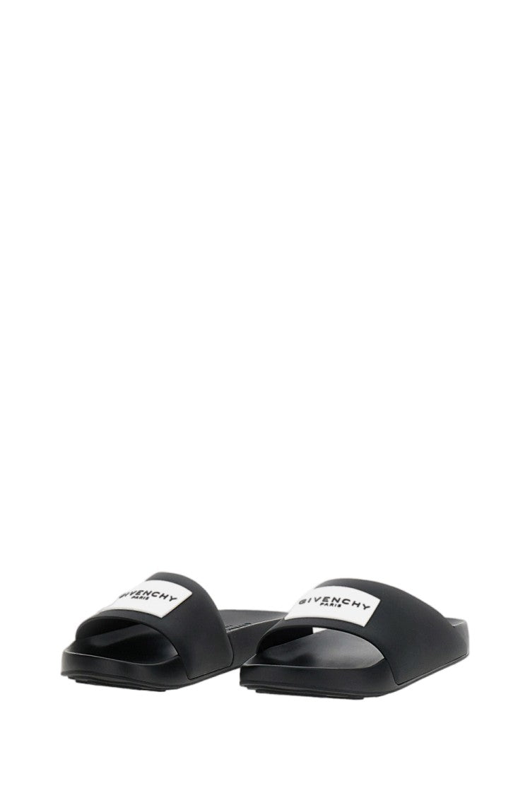 Givenchy Black Label Slide Rubber Flat Sandals