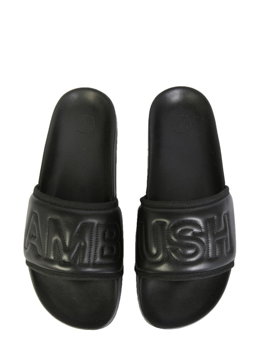 Ambush Black Leather Slide Sandals