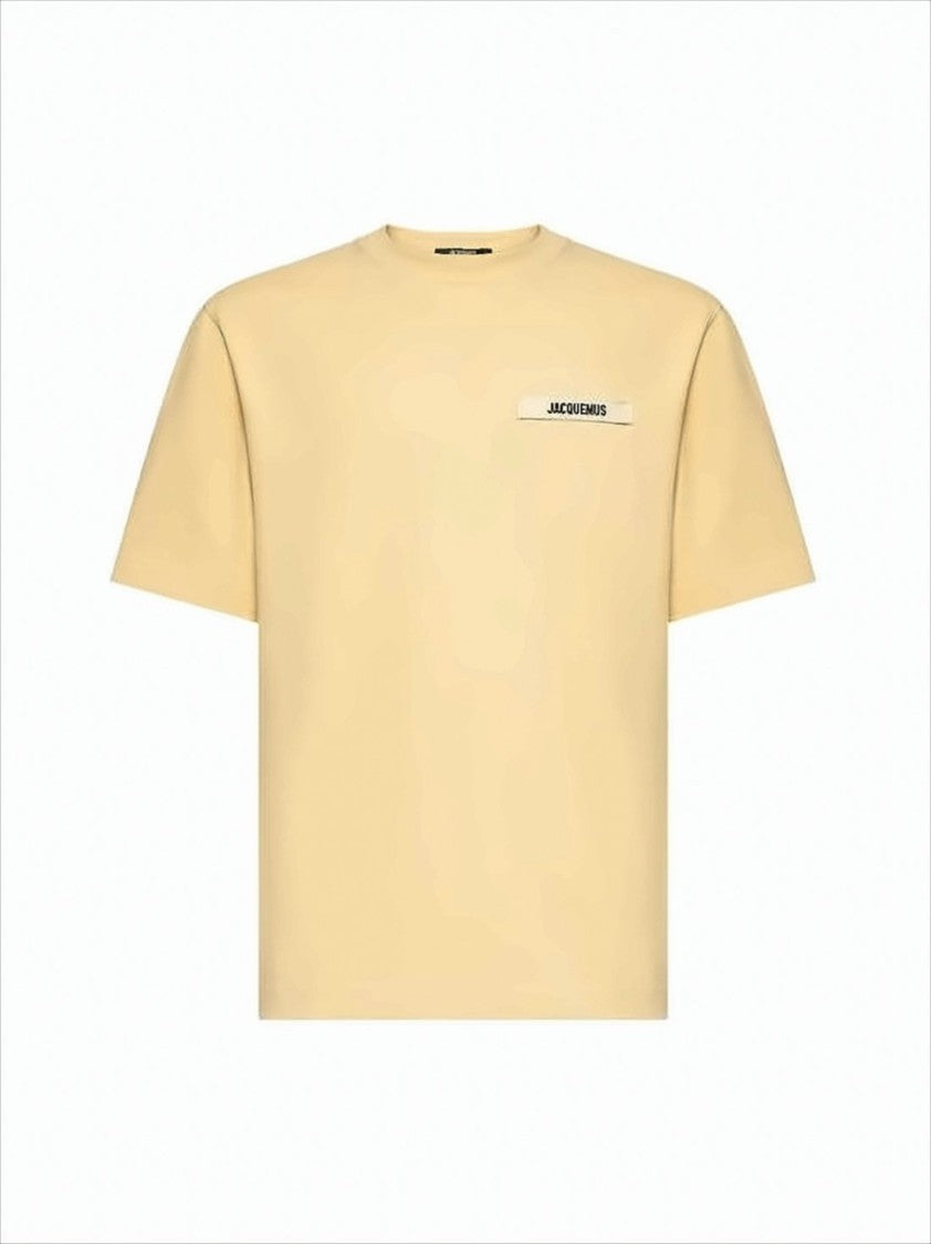 Jacquemus Boxy-Fit Light Beige Cotton T-Shirt With Patch Detail