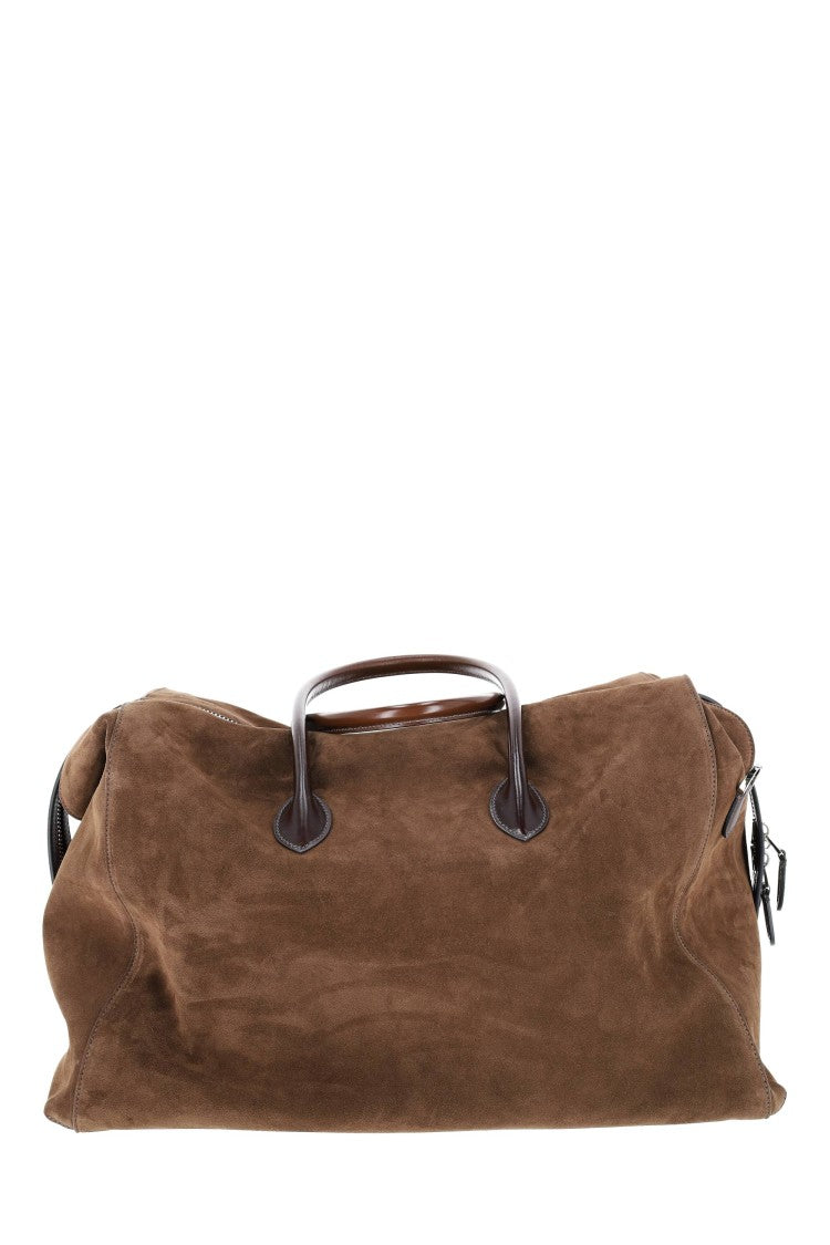 Santoni Suede Leather Handcrafted Weekender Bag