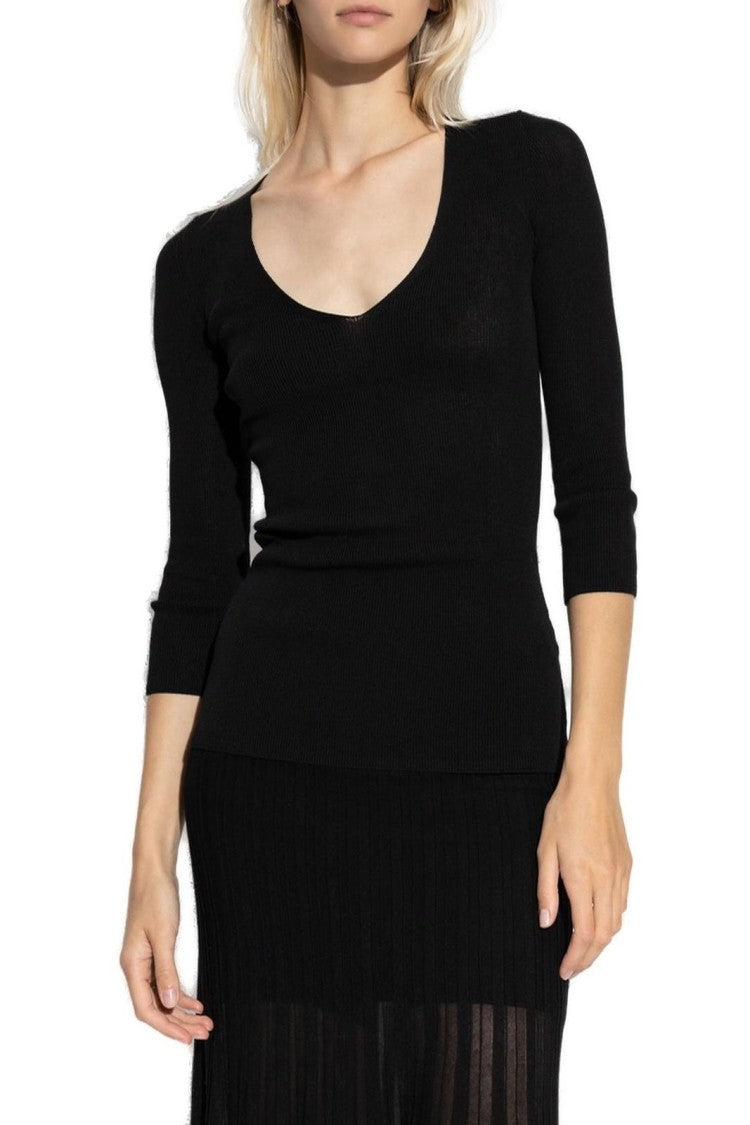 Isabel Marant V-Neck Knit Top – Black