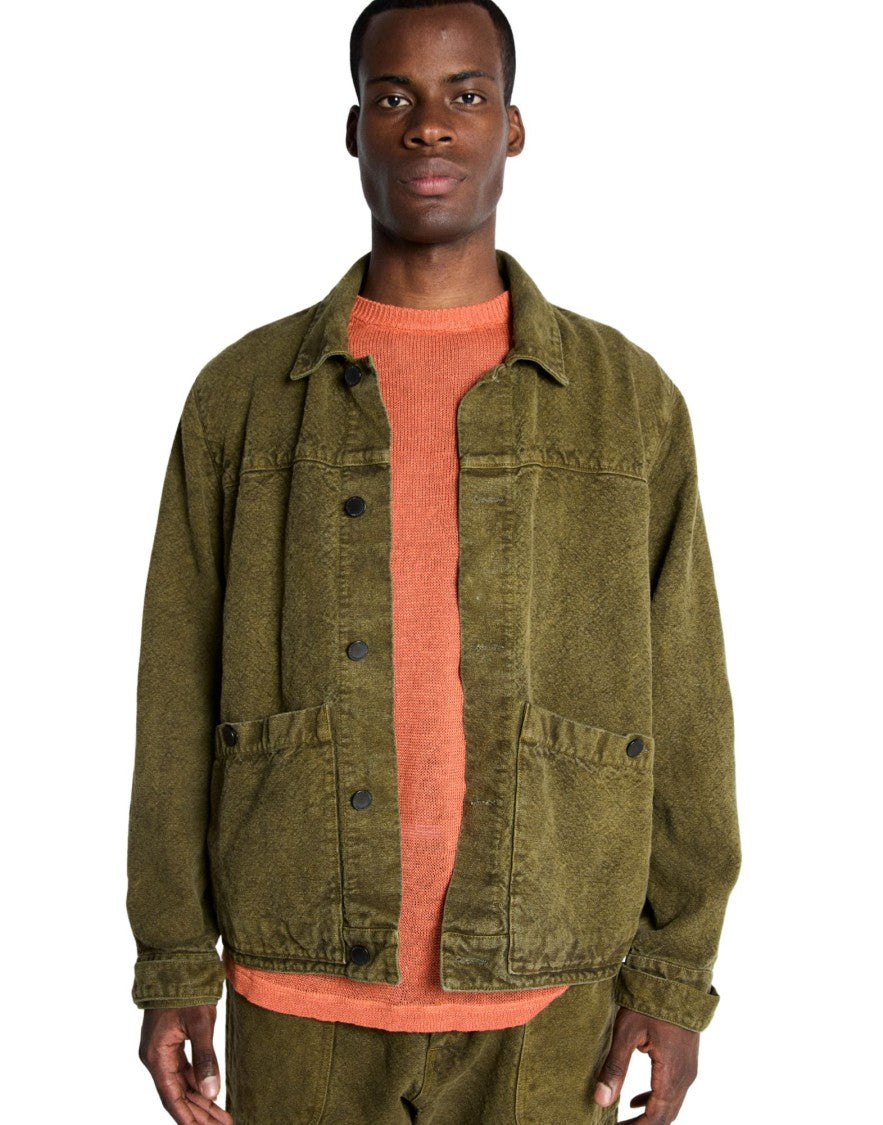 Origin Of Line Green Relaxed Fit Hemp Canvas Overshirt