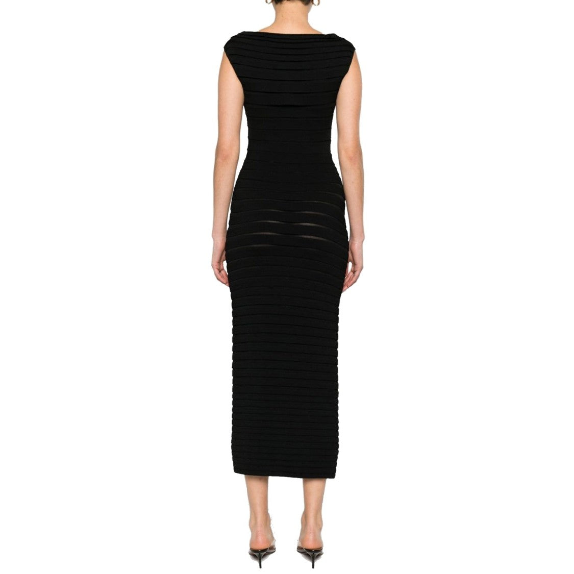 Alaïa 3D-Stripe Midi Dress