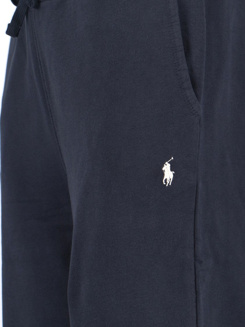 Polo Ralph Lauren Navy Cotton Sweatpants With Drawstring And Embroidered Logo