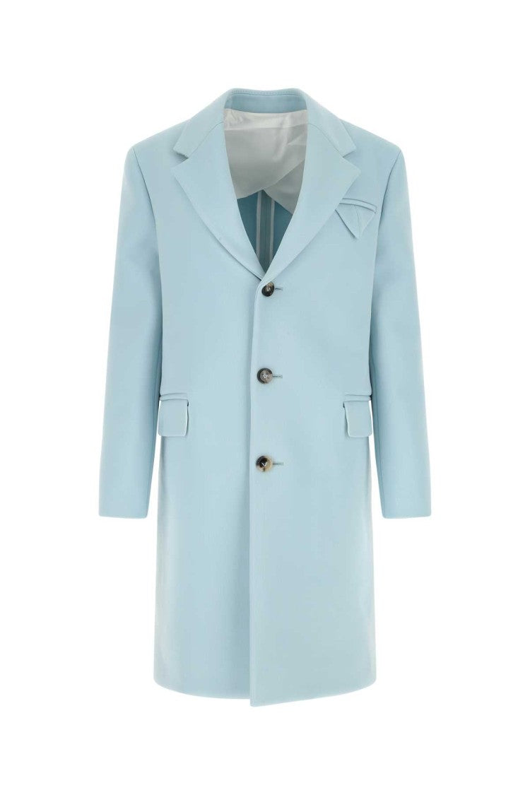 Bottega Veneta Pastel Light-Blue Tricotine Coat