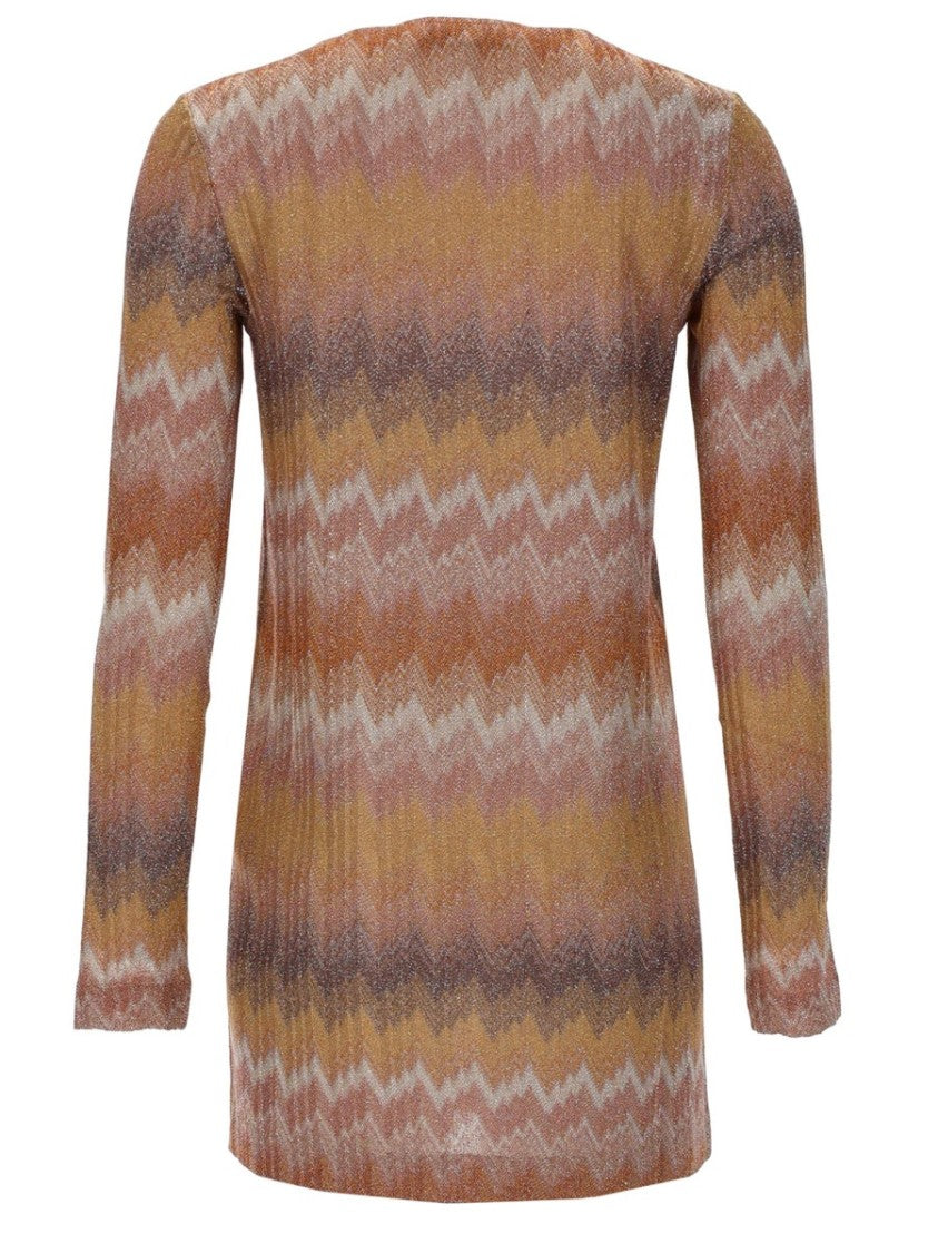 Missoni Zigzag Pattern Metallic Viscose Mini Dress