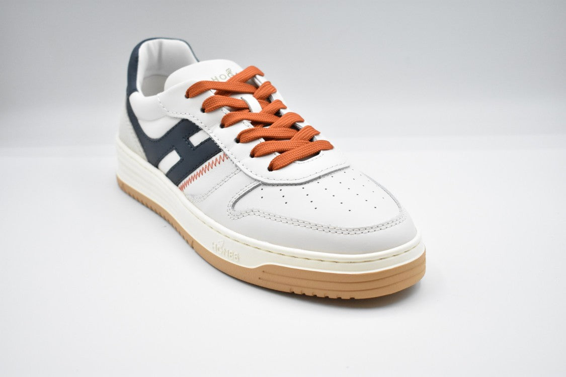 Hogan Sneakers In White Orange With Contrasting Laces