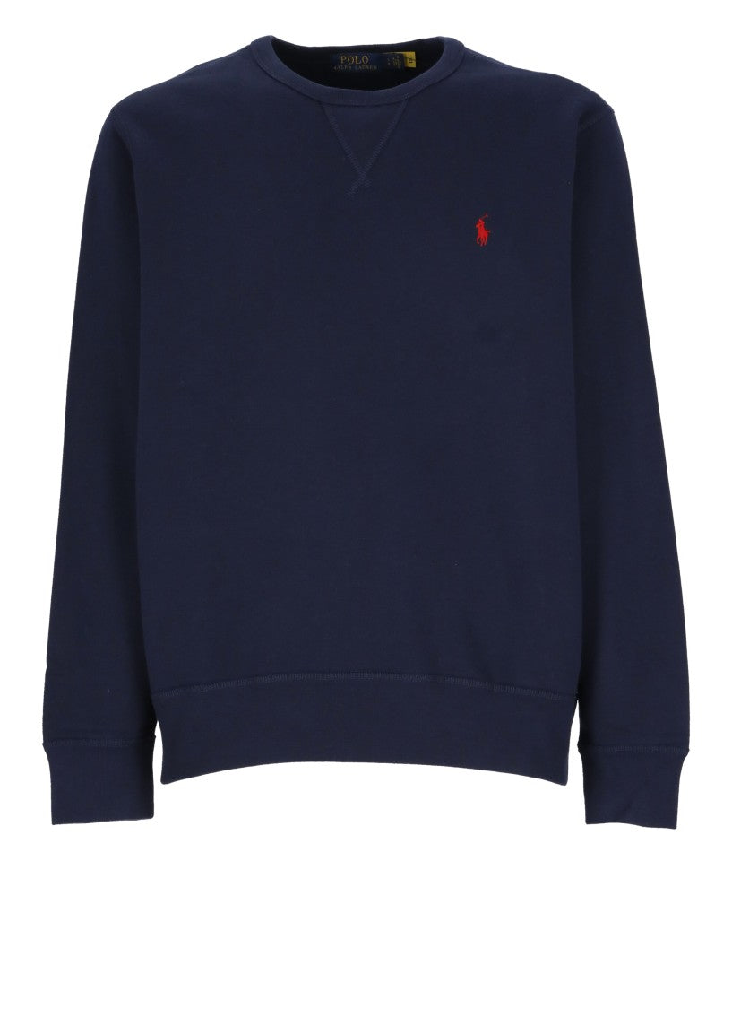 Polo Ralph Lauren Blue Red Embroidered Pony Crew Neck Sweatshirt