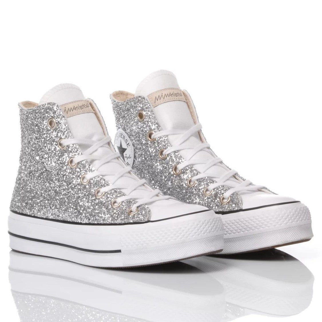 Converse Handmade High-Top Platform Sneakers With Dazzling Glitter Finish