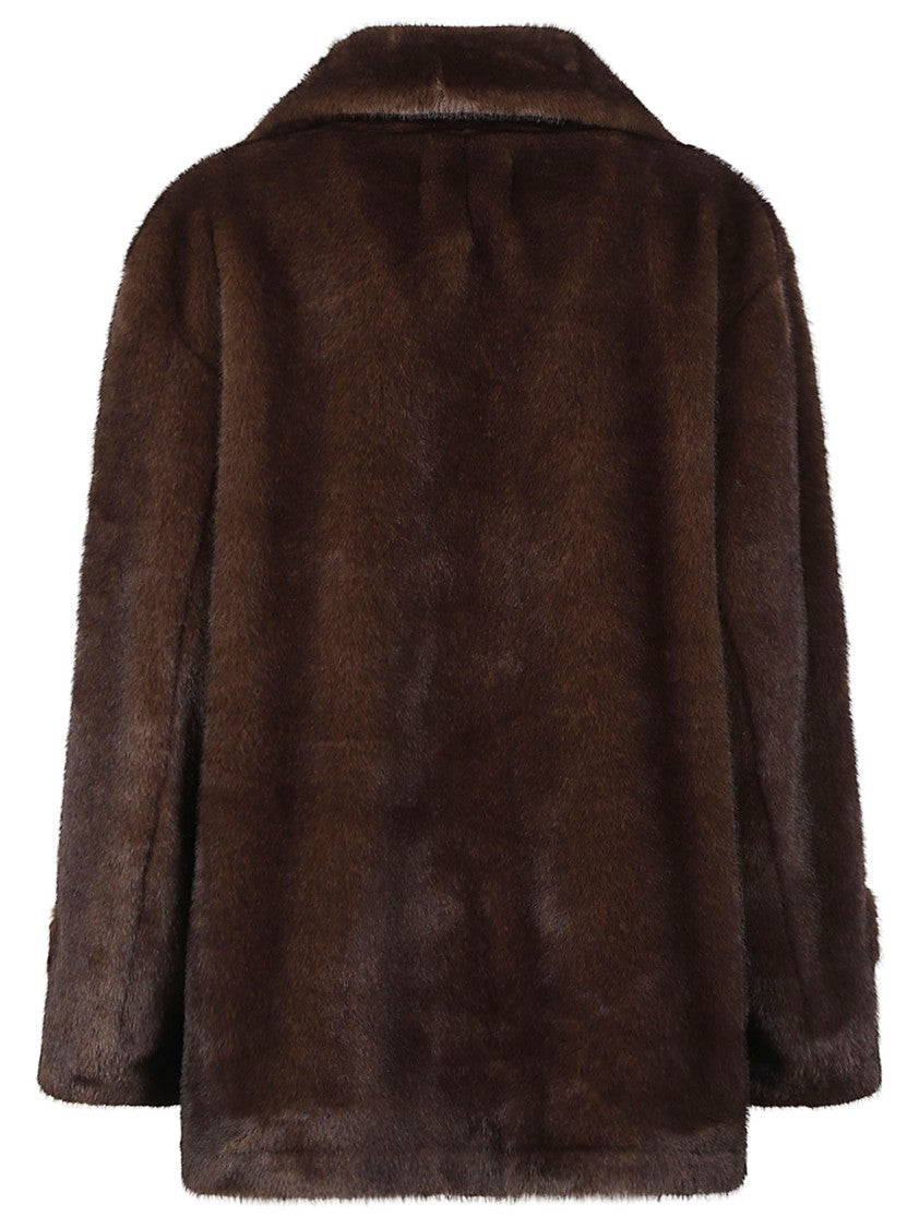 S.W.O.R.D 6.6.44 Cropped Double-Breasted Plush Faux Fur Jacket