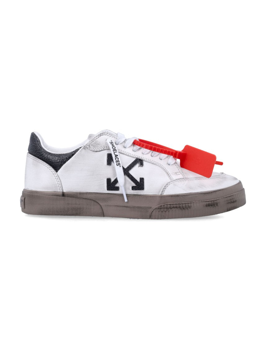 Off-White Low-Top Distressed White Sneakers With Signature Arrow Logo