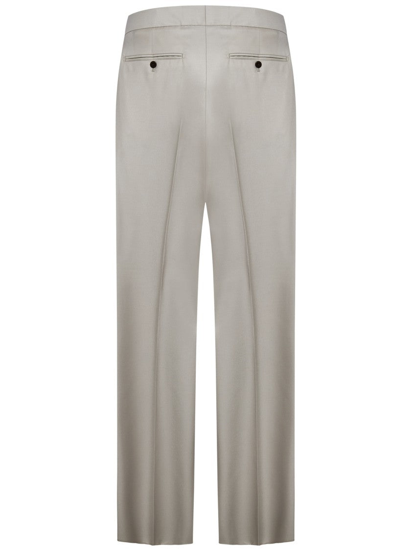 Franzese Collection Tailored Beige Trousers In High-Quality Loro Piana Fabric