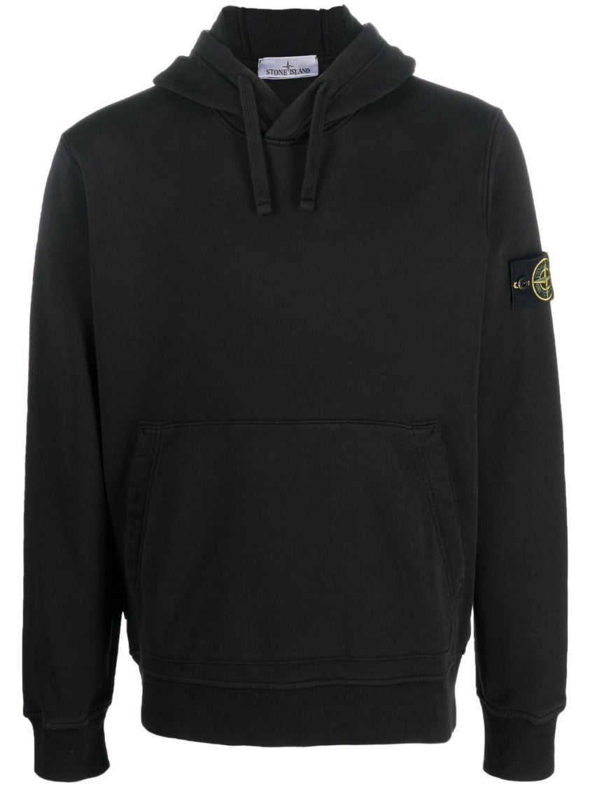 Stone Island Organic Cotton Fleece Hoodie With Logo Badge