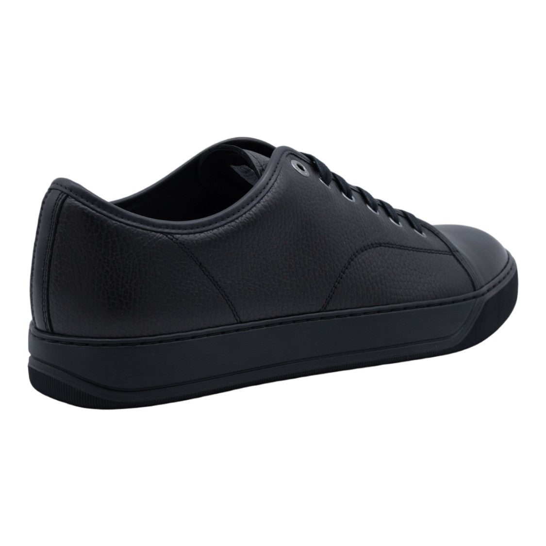 Lanvin Low-Top Textured Leather Sneakers With Metal Eyelets
