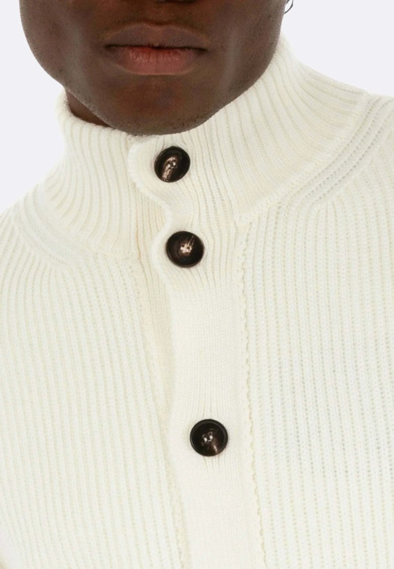 Filippo De Laurentiis Ribbed Knit Merino Wool Cardigan