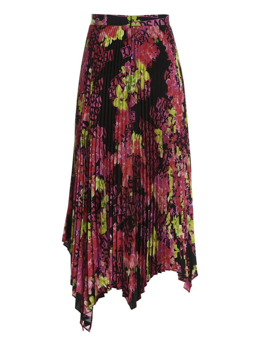 Versace Pleated Skirt With All-Over Orchid Print