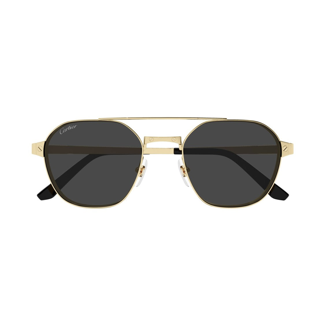 Cartier Gold Metal Frame Sunglasses With Double Bridge