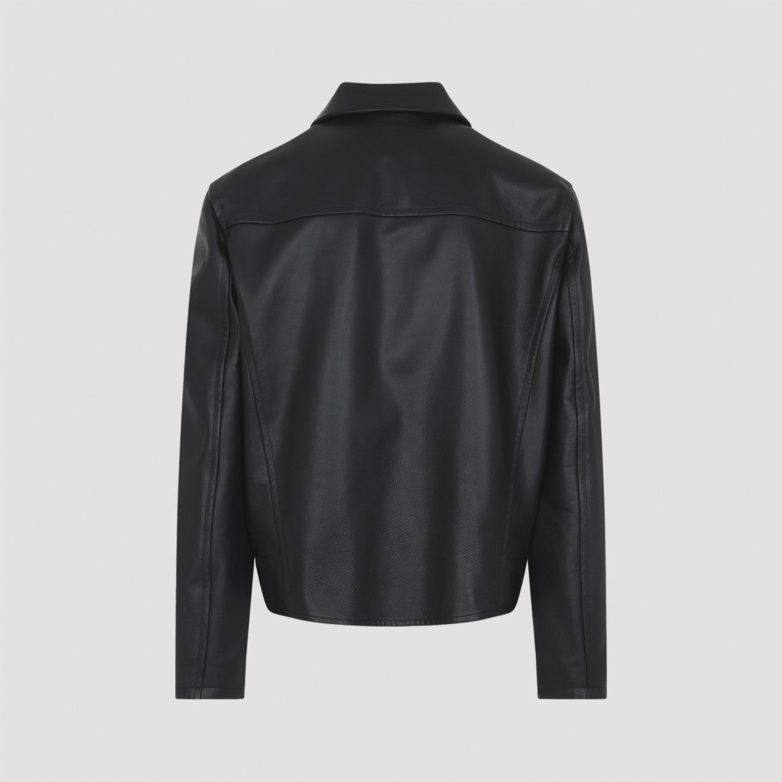 Jil Sander Black Calf Leather Jacket With Classic Collar And Refined Silhouette