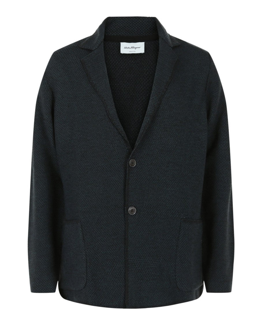 Ferragamo Notched Lapel Wool Cardigan