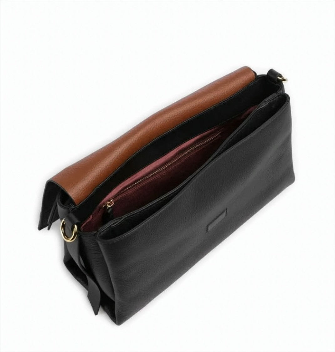 Coccinelle Braided Handle Leather Bag With Magnetic Closure