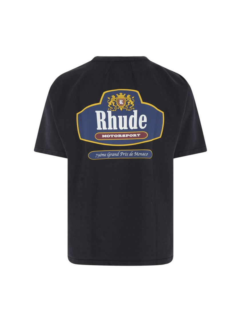 Rhude Black Graphic Print Cotton T-Shirt