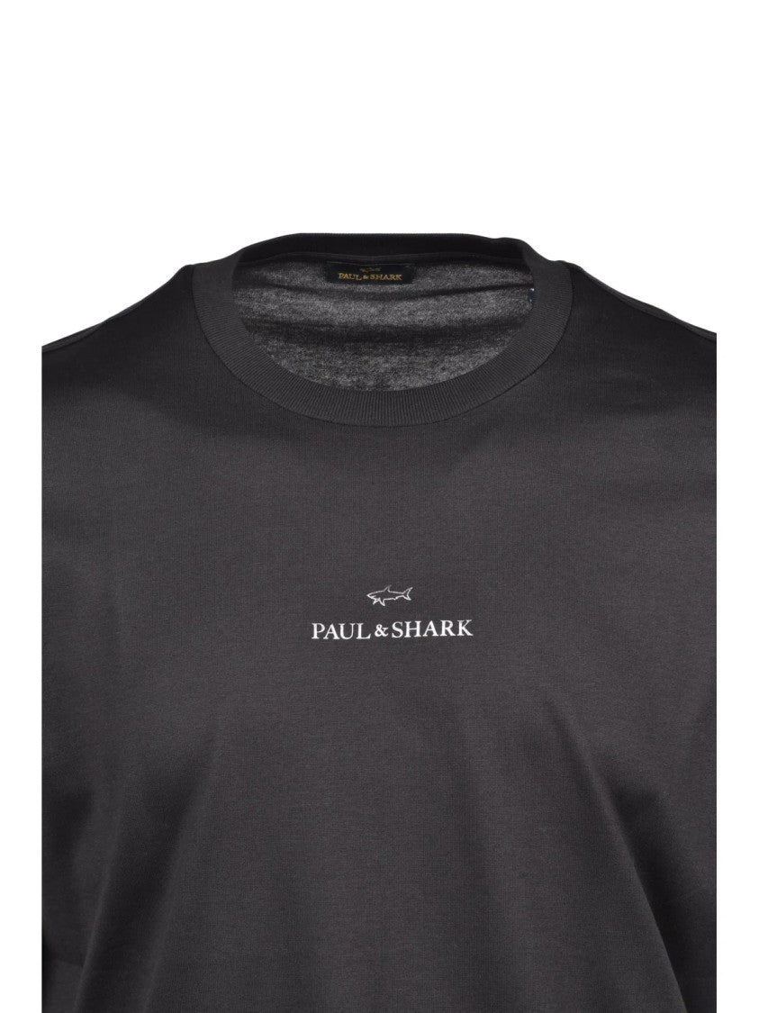 Paul & Shark Black Silver Cotton T-Shirt