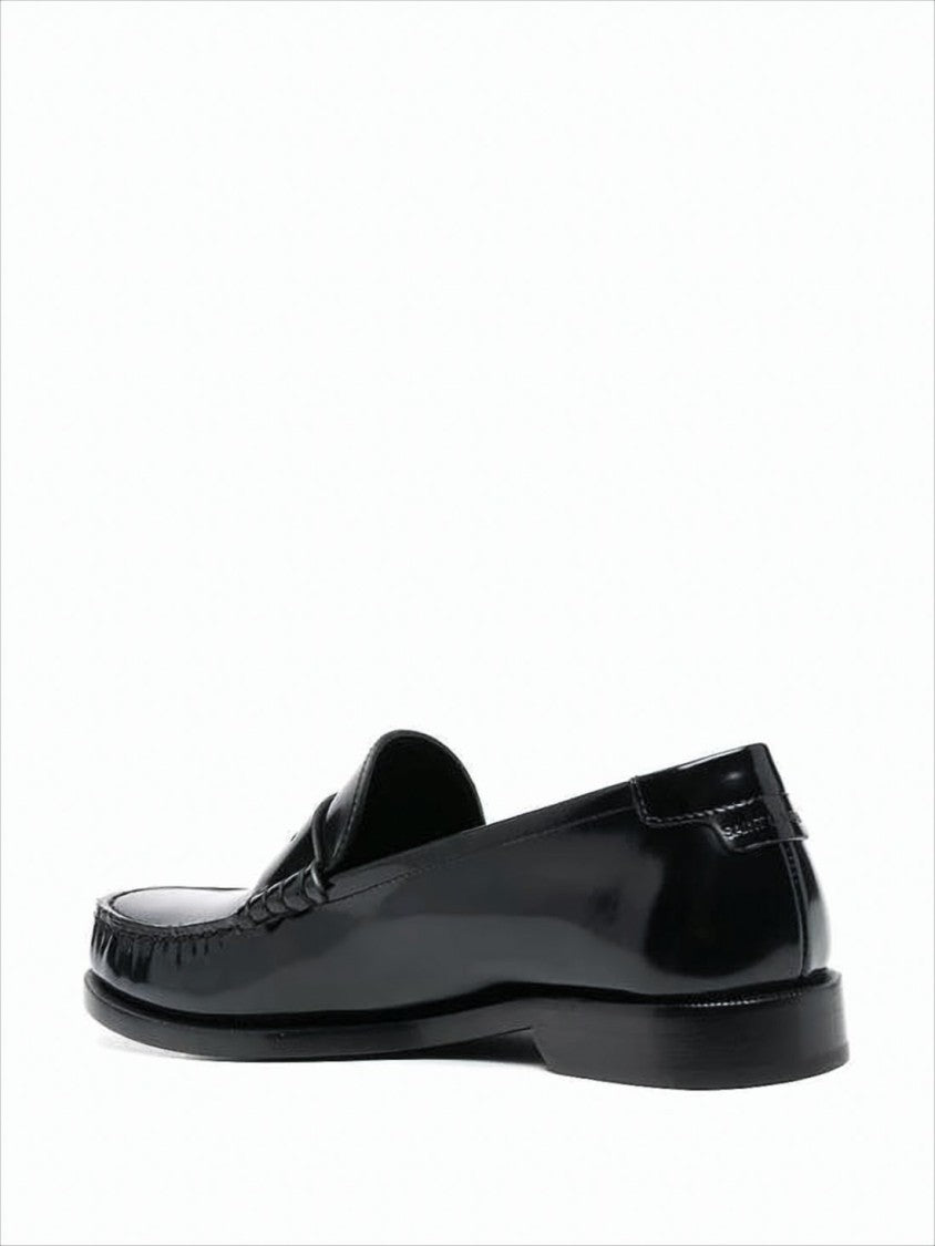 Saint Laurent Polished Calf Leather Loafer With Classic Penny Strap