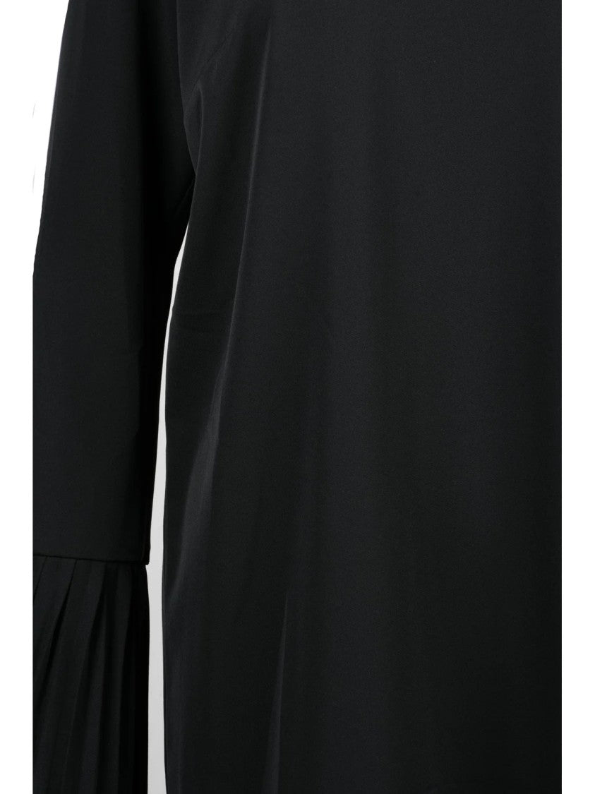 Department 5 Black Pleated Cuffs Stretch Sheath Dress
