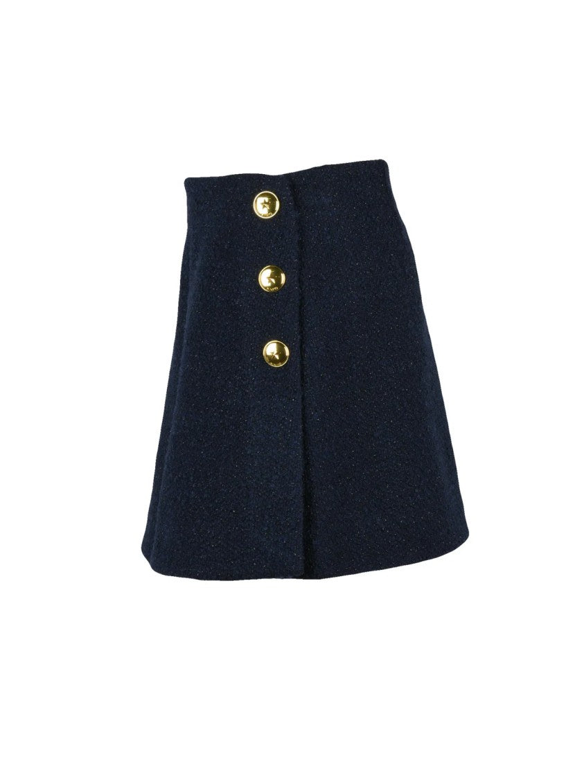 Pinko Blue Bouclé Zip Mini Skirt
