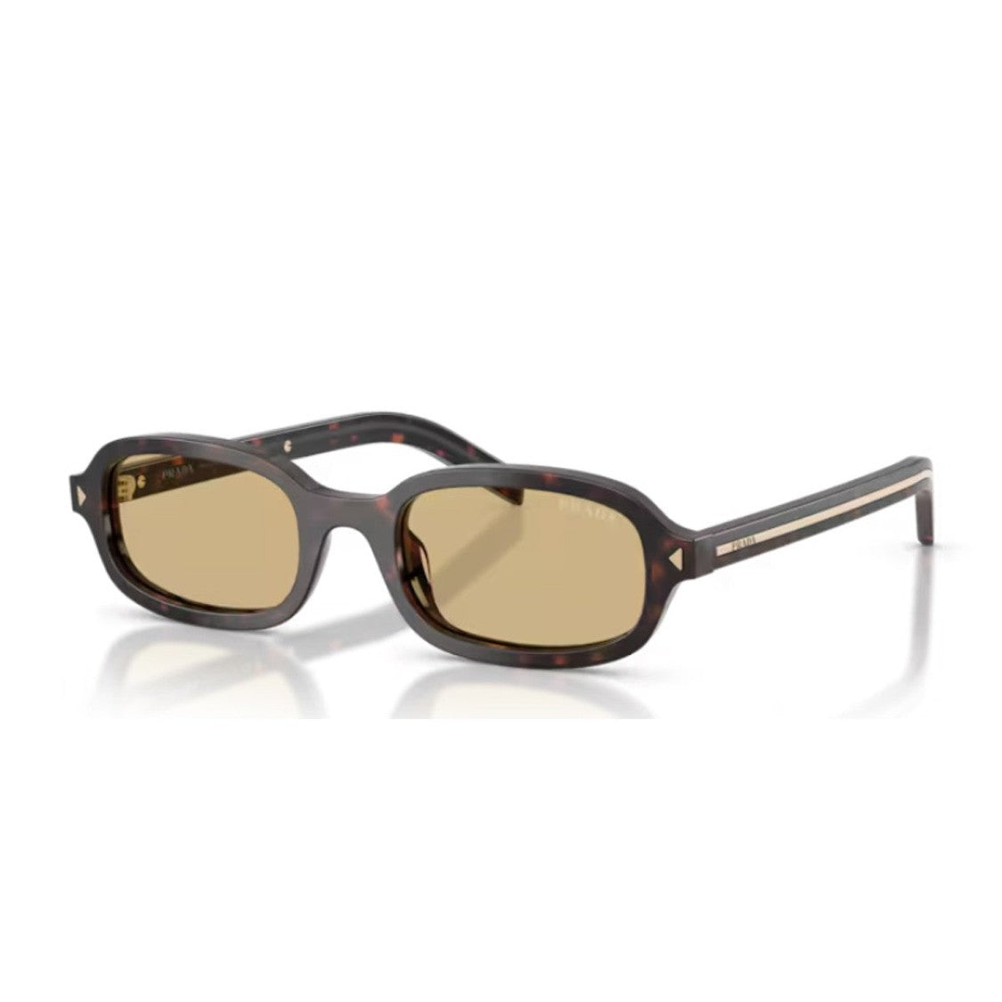Prada Narrow Oval Acetate Sunglasses With Triangular Accents