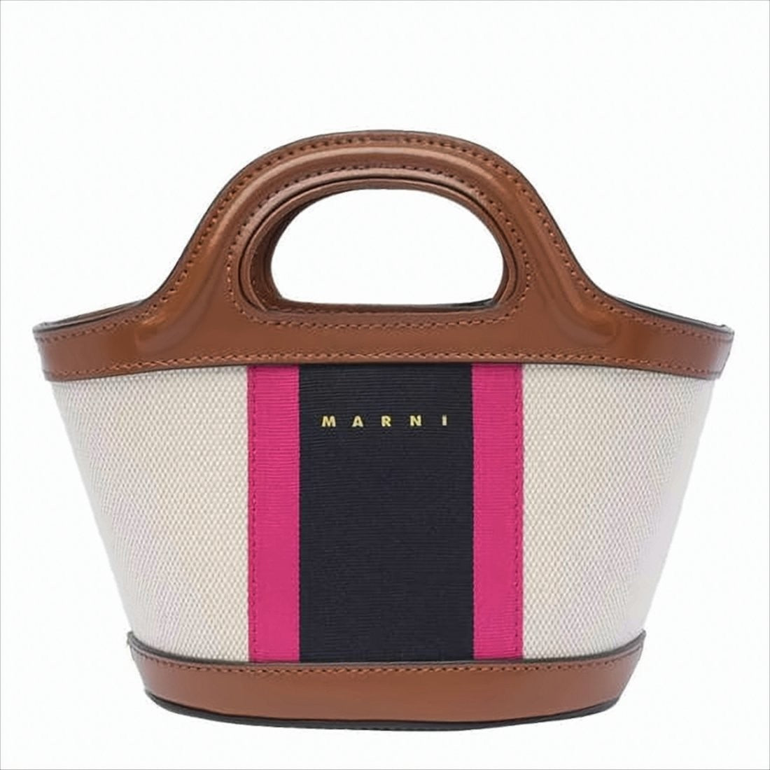 Marni Structured Beige Canvas Tote Bag With Vibrant Accents