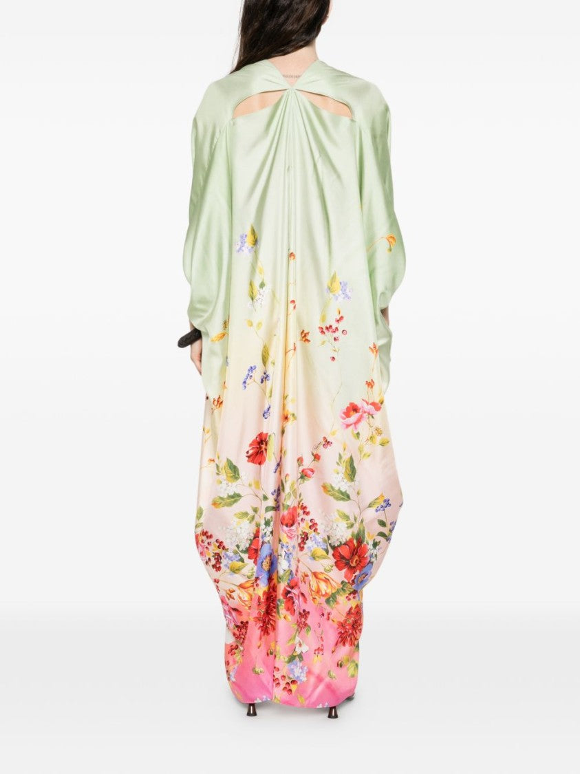 Roberto Cavalli Maxi Dress With V-Neckline And Gradient Floral Print