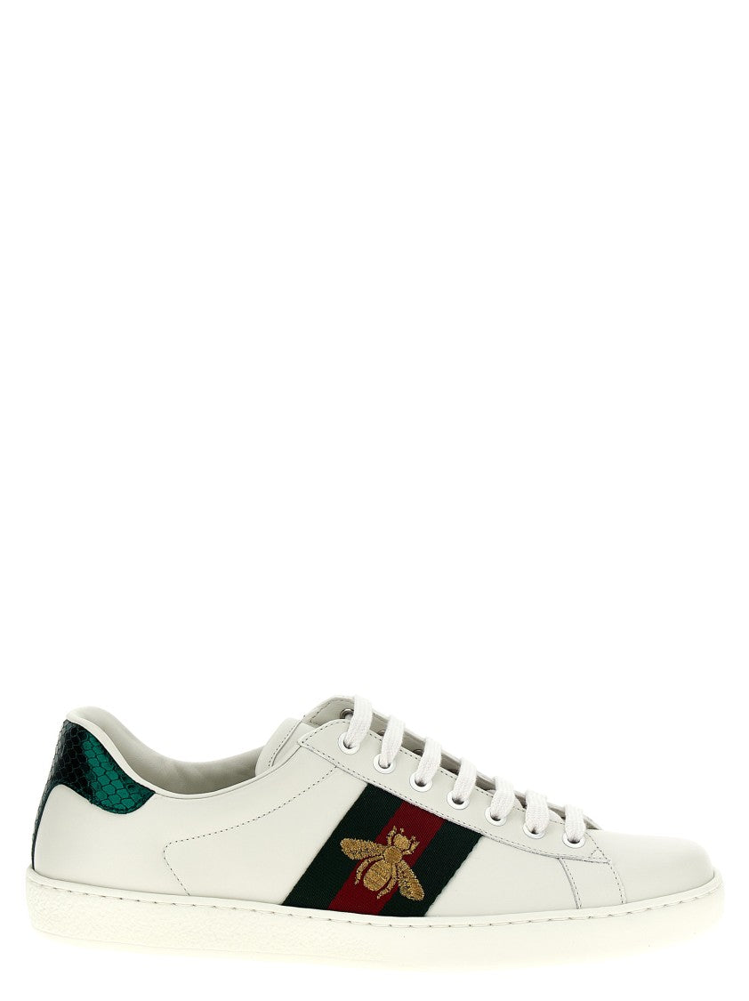 Gucci Low-Top Leather Sneakers With Web Detailing