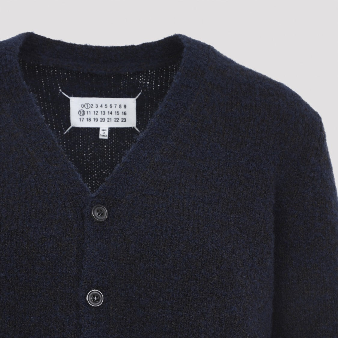 Maison Margiela Navy Blue Virgin Wool Cardigan