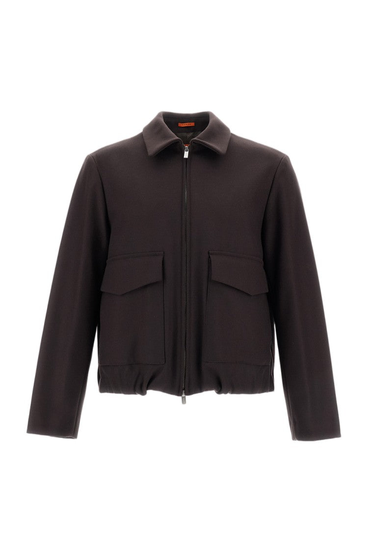 Barena Brown Magan Zipped Melton Wool-Blend Blouson Jacket