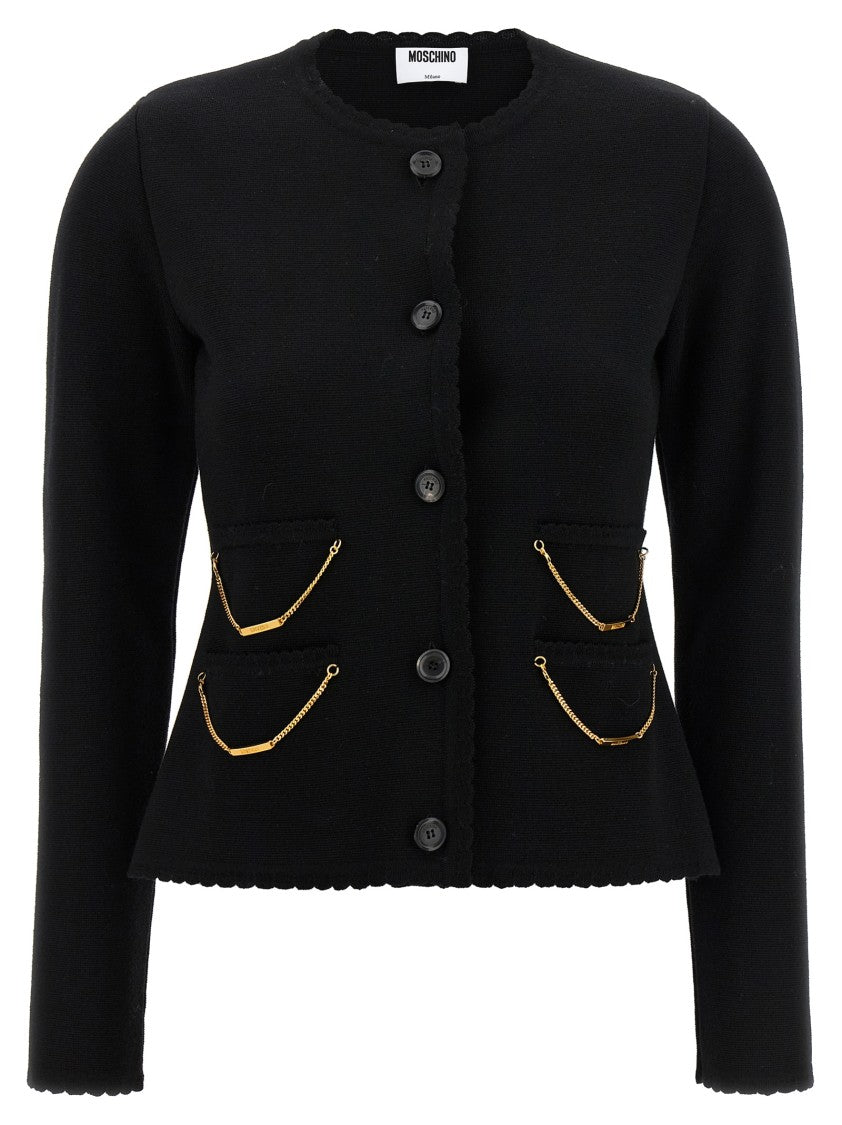 Moschino Chain Cardigan With Laced Hem And Chain Detail