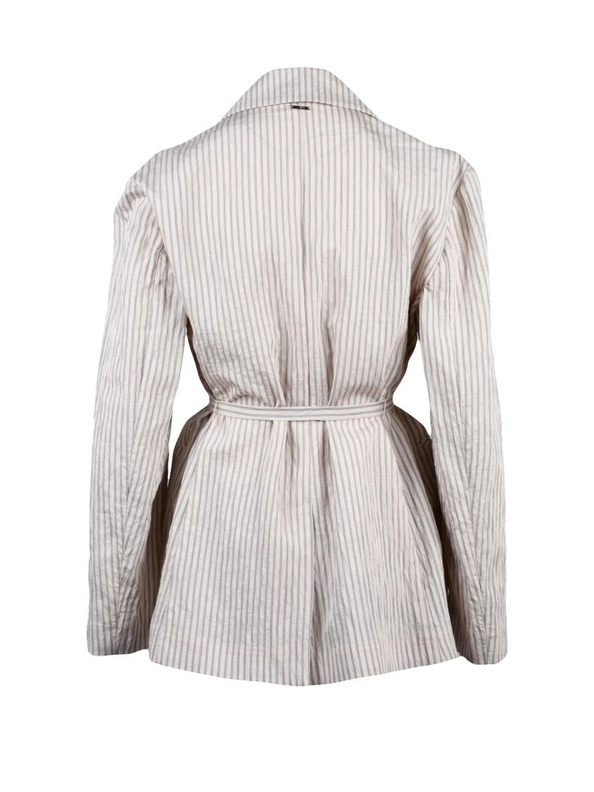 Liu Jo Beige Fluid Striped Modal-Blend Blazer