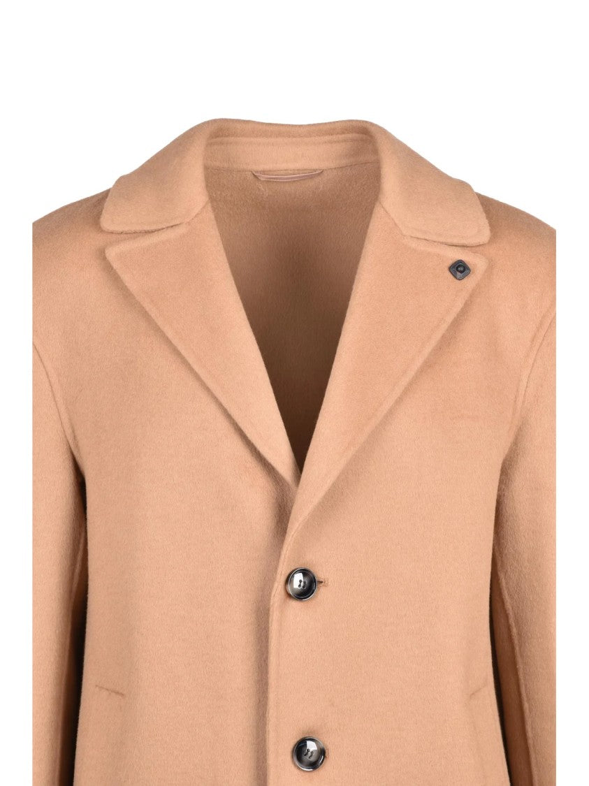 Out/Fit Beige Mid-Length Wool-Blend Coat