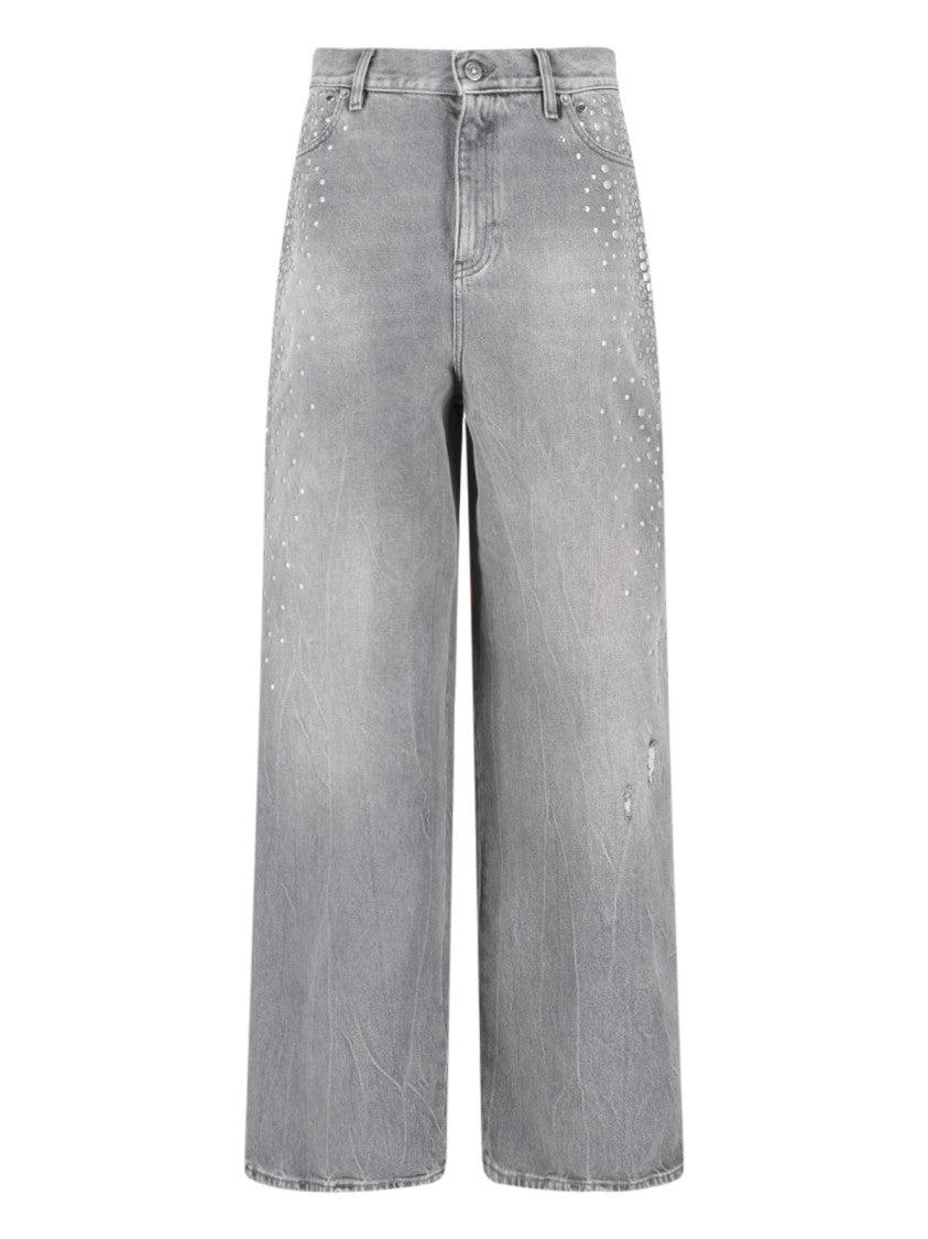 Golden Goose Gray Melody Mid-Rise Studded Denim Jeans