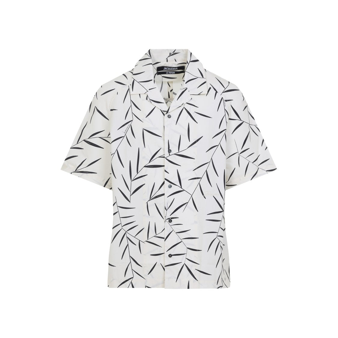 Jacquemus Short-Sleeve Abstract Leaf Print Cotton Shirt