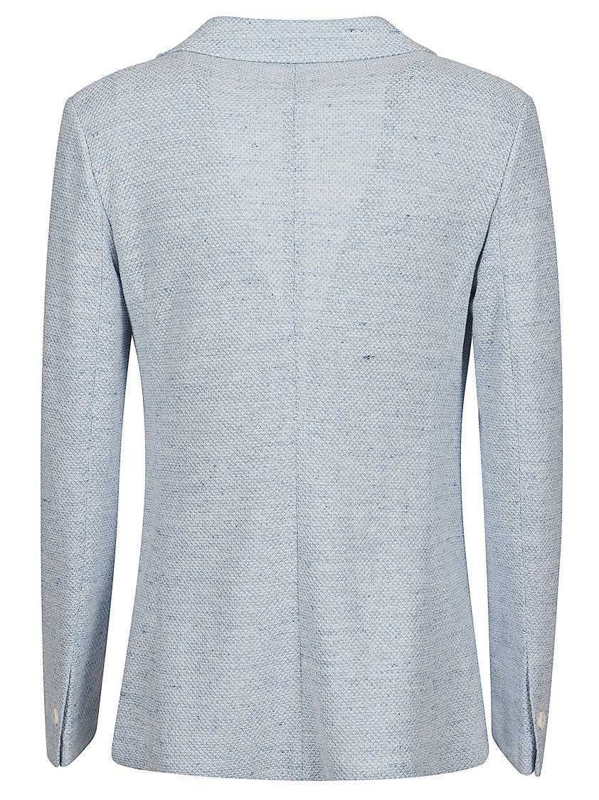 Circolo 1901 Textured Linen And Cotton Light Blue Jacket