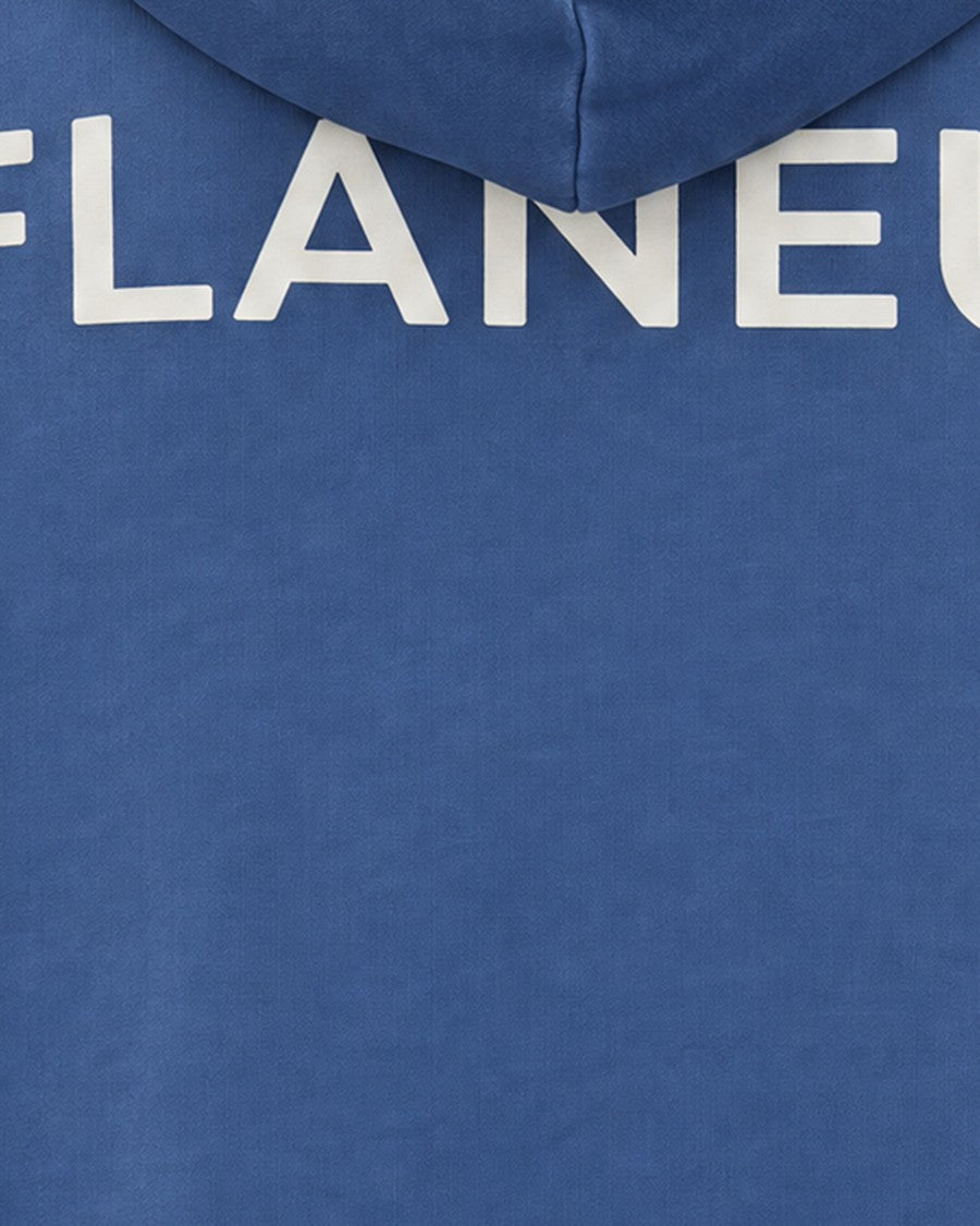 Flâneur Navy Faded Logo Print Hooded Zip Sweatshirt