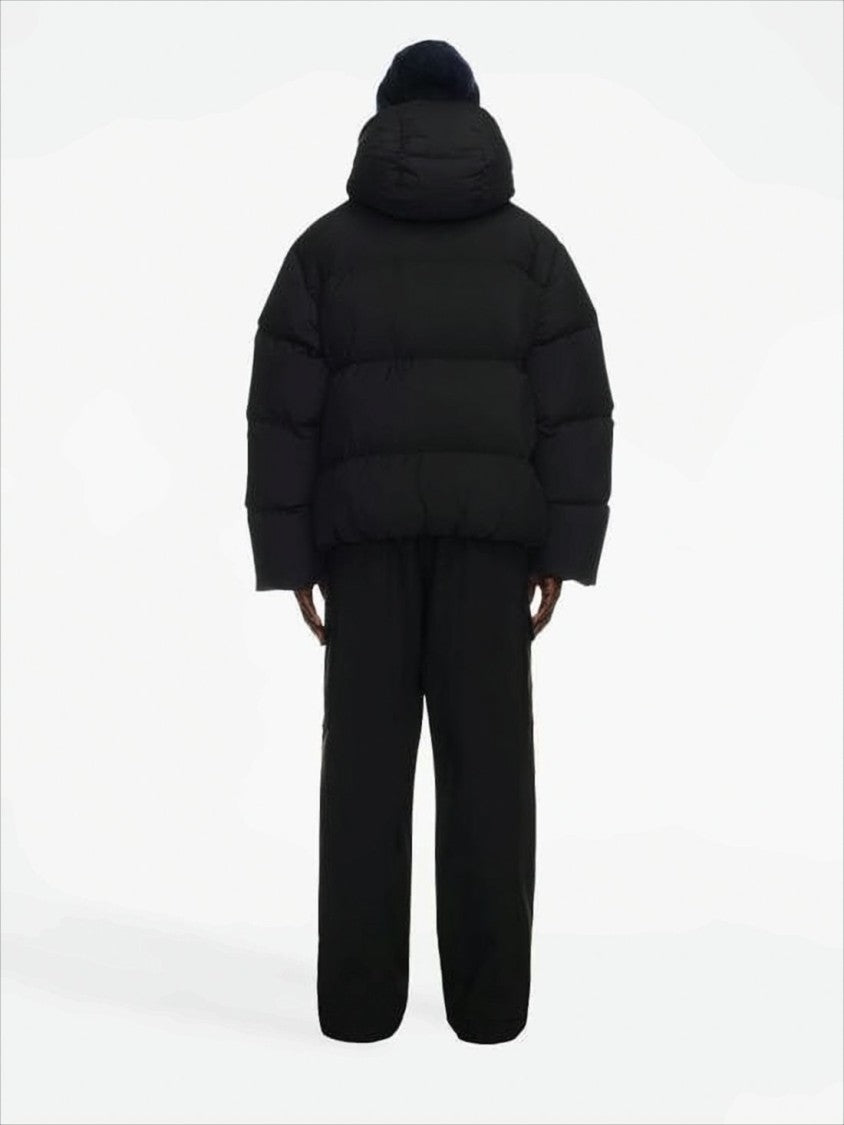 Off-White Boxy Black Puffer Jacket With High Collar And Hood